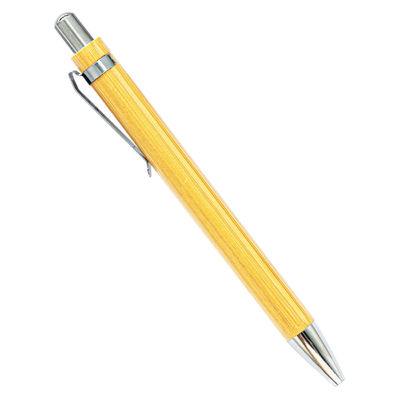 1.0mm Writing Width Eco-friendly Bamboo Ballpoint Pen with Metal Clip and Black Ink Color